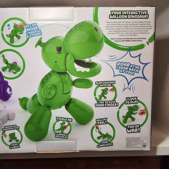 NEW Squeakee The Balloon Dino Interactive Dinosaur Pet Toy Stomps & Roars NIB Ov - Picture 13 of 17